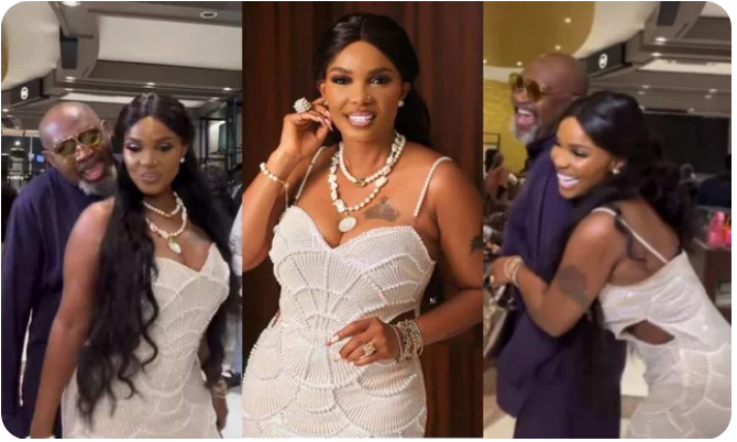 “He makes her look younger”- Loved-up video of Iyabo Ojo and lover Paulo launch party (Watch)